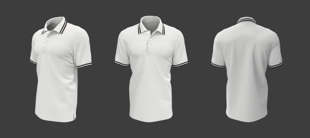 istock Blank collared shirt mockup in front, side and back views 1319570203