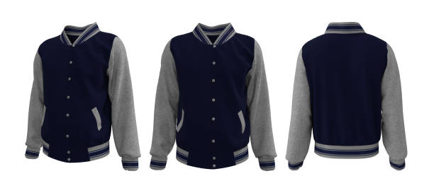 istock Varsity jacket mockup, Sportswear Track front, side and back views 1319570321