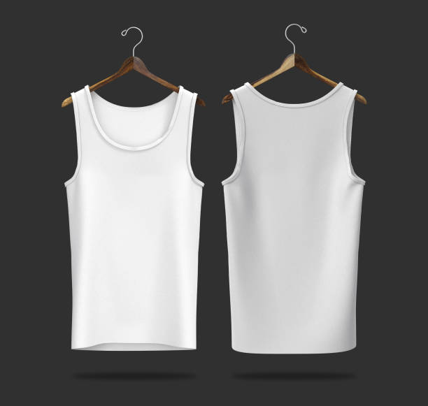 istock Blank sleeveless t-shirt mockup in front and back views 1319570738