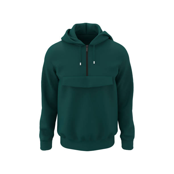 men's hooded jacket with half zip for your design mockup for print
