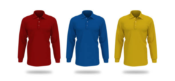 istock Blank long-sleeve collared shirt mockup 1319571067