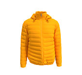 Men's warm sport puffer jacket isolated over white background
