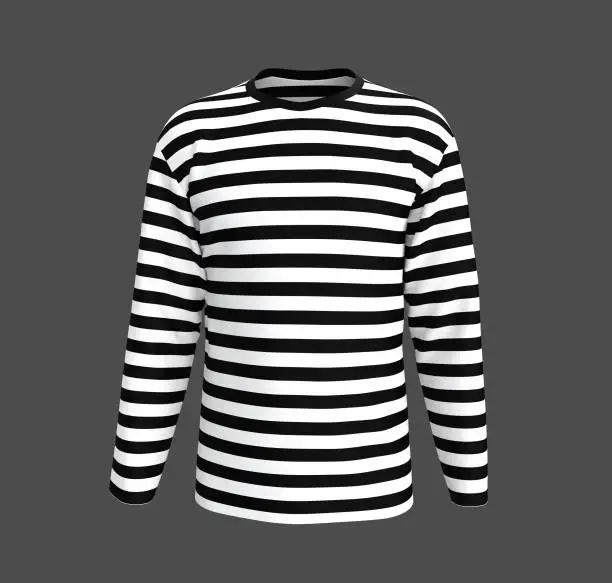 Photo of men's striped long sleeve t-shirt mockup in front view