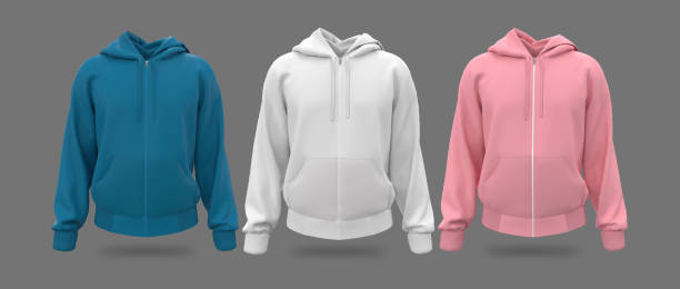 istock Blank hooded sweatshirt mockup with zipper in front view 1319572079
