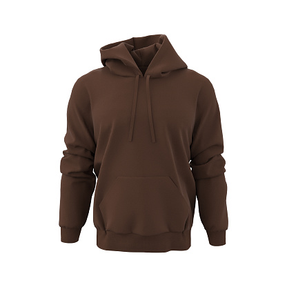 Blank hooded sweatshirt, men's hooded jacket for your design mockup for print, isolated on grey background, 3d rendering, 3d illustration