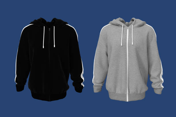 istock Blank hooded sweatshirt mockup with zipper in front view 1319572217