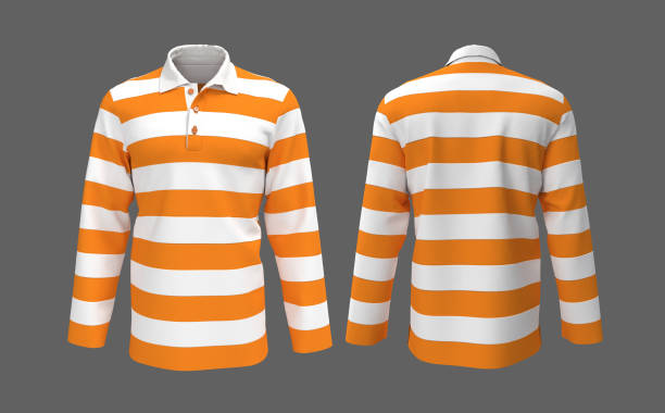 istock Striped rugby shirt mockup 1319572236