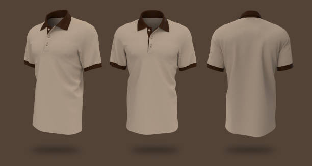 istock Blank collared shirt mockup template in front, side and back views 1319572323