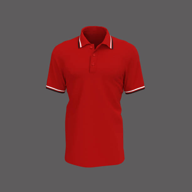 пустой воротник рубашки макет перед видом - shirt polo shirt red collar стоковые фото и изображения