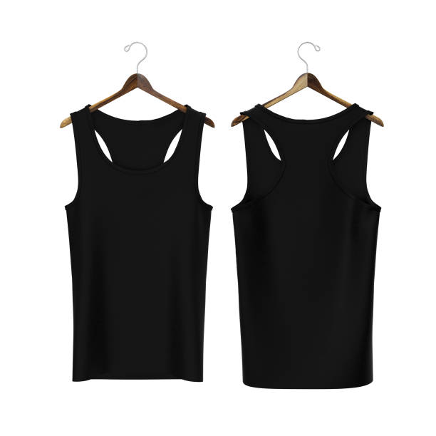 istock Blank sleeveless t-shirt mockup in front and back views 1319572391