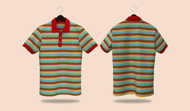 Blank collared shirt mockup in front and back views