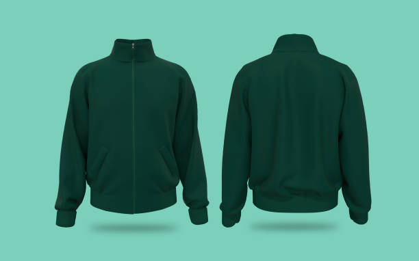 istock Blank tracksuit top mockup, track side and back views 1319572459