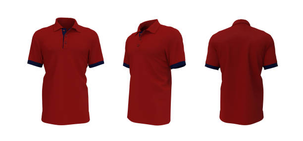 istock Blank collared shirt mockup in front, side and back views 1319573101