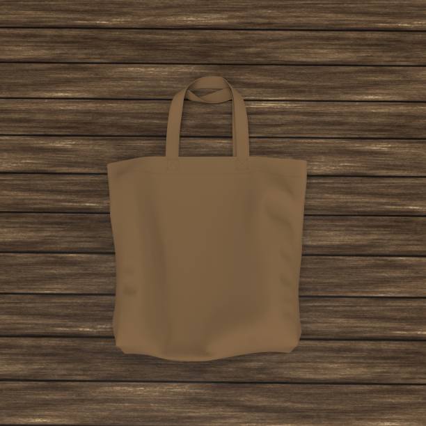 Blank tote bag mock up design on wood background