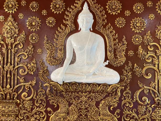 istock Ancient Wooden Carved Relief Buddhist Temple 1319578060