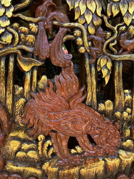 istock Ancient Wooden Carved Relief Buddhist Temple 1319578234