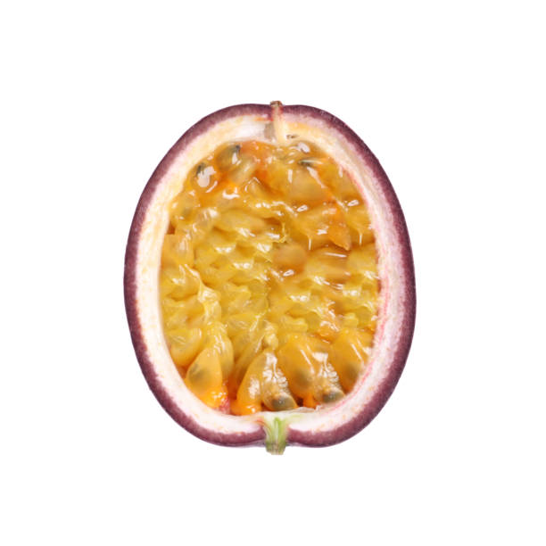 istock Half of passion fruit isolated on white 1319578261