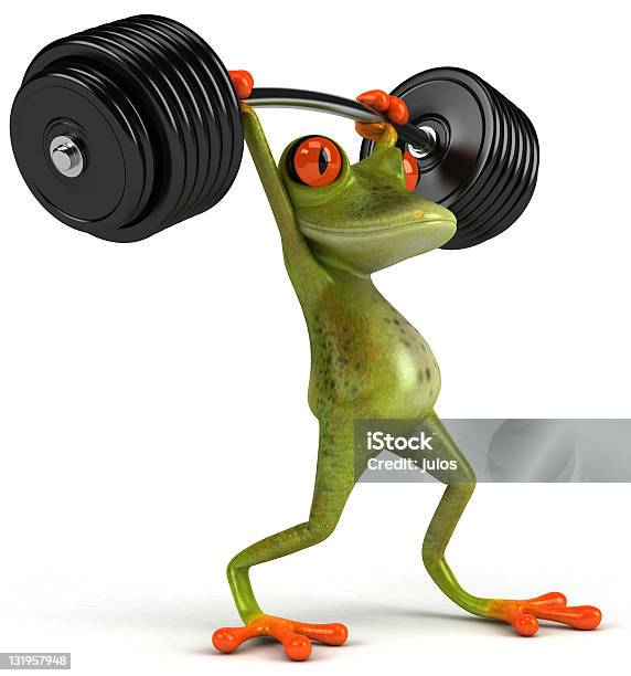 Frog With Weights Stock Photo - Download Image Now - Amphibian, Anaerobic Exercise, Animal
