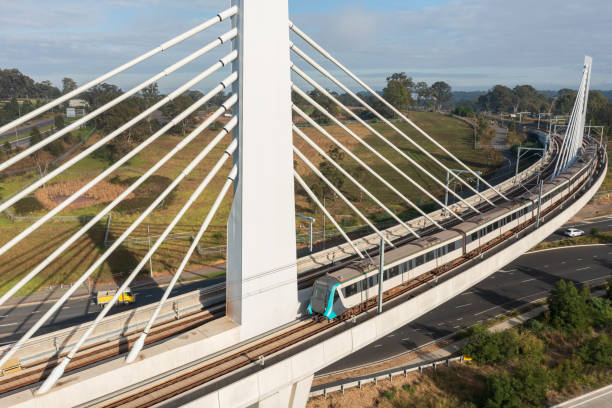 sydney metro zug in rouse hill, australien - suspension railway stock-fotos und bilder