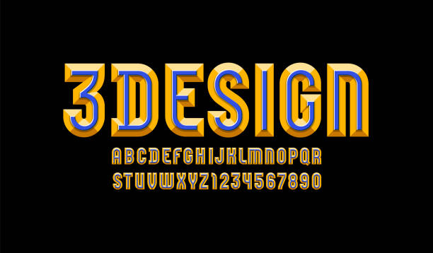 3d алфавит из точеного блока, граненый яркий шрифт, скошенные буквы а-з и цифры 0-9, векторная иллюстрация 10eps - chiseled stock illustrations