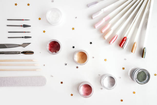 istock Tools of manicure set on white background. 1319582777