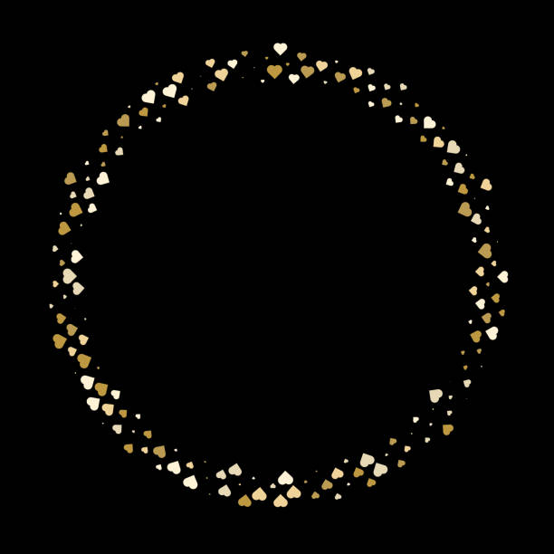 istock Golden hearts in ring, random size, around copy space. Orientation following ring. 1319583819