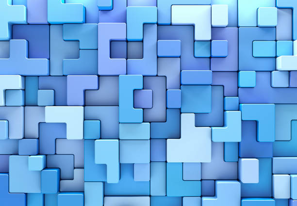 istock 3D rendering abstract background pattern shades of blue rounded shapes 1319586432