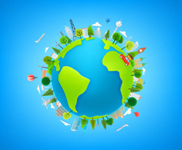 istock Travel concept vector illustration with the Earth. Cute 3d style illustration 1319588385