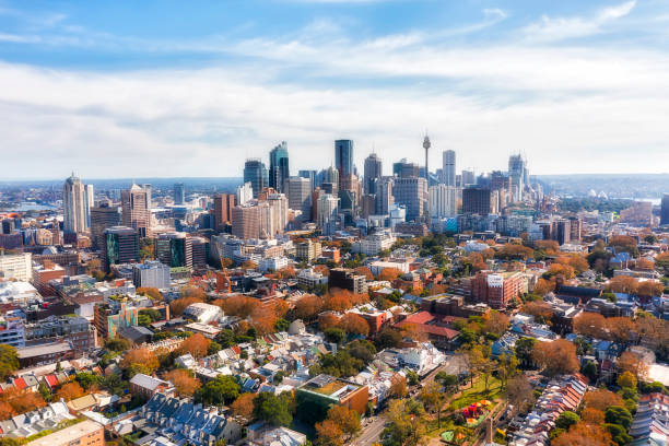 d sydney surry hills a cbd - aerial view building exterior suburb neighbor fotografías e imágenes de stock