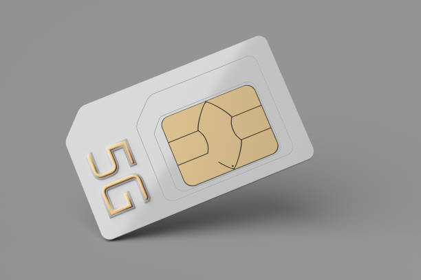 istock Mini SIM card with precut micro and nano sizes and 5G letters. 1319594936
