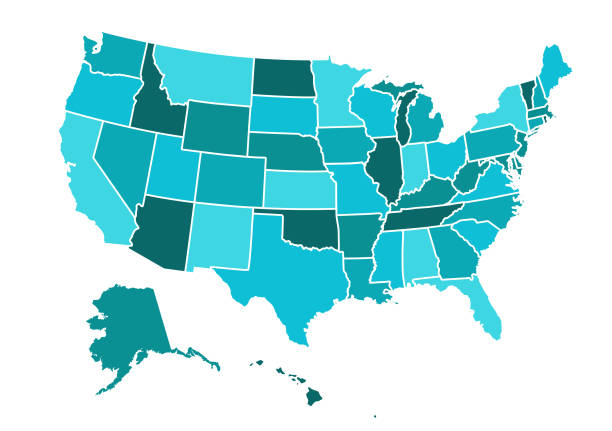 ilustrações de stock, clip art, desenhos animados e ícones de usa map vector illustration - utah map state usa