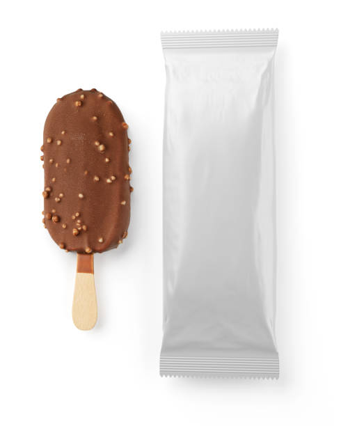istock Chocolate popsicle with nuts and clean package isolated. 3D rendering and photo. 1319599323