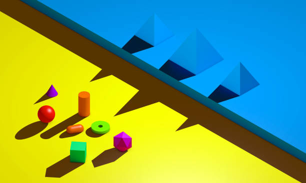 istock Opposite different geometric shapes representing separation - 3d illustration 1319601797