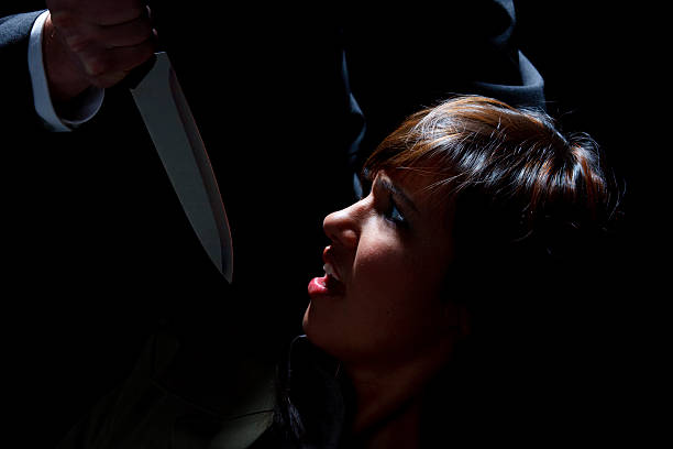 Chef's knife with Dripping blood on a white background, Horror concept