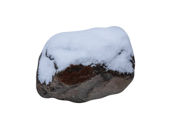 istock natural stone with snow isolated on a white background 1319609936
