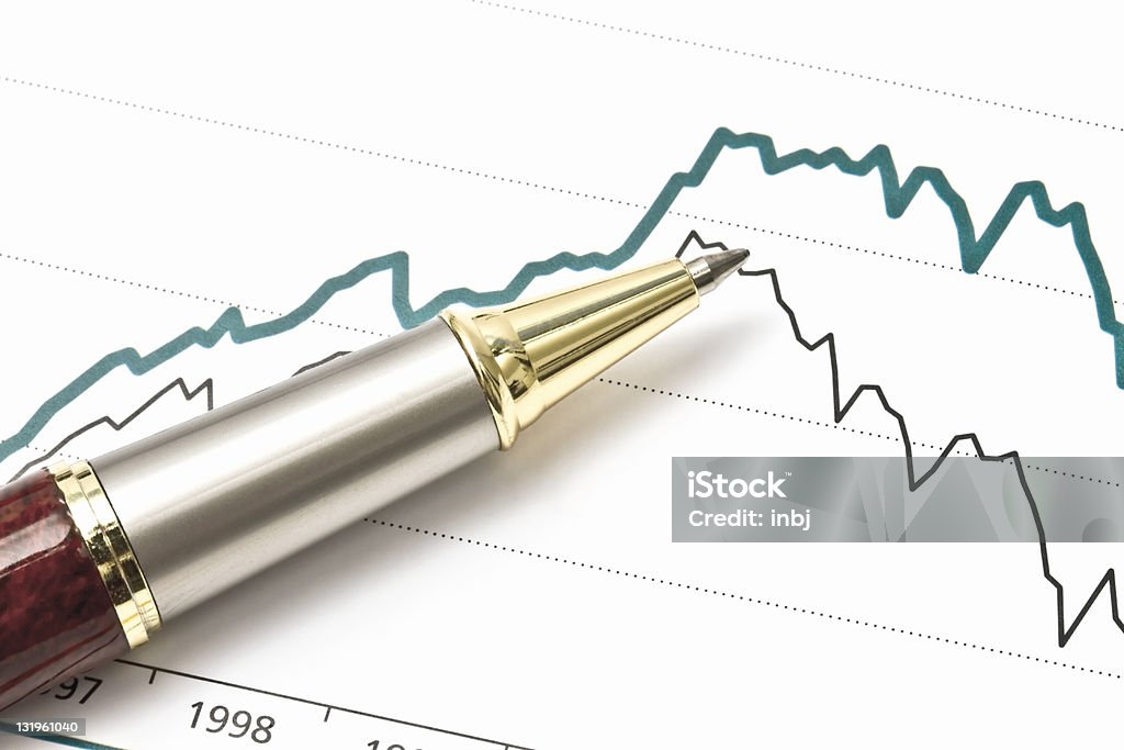 Business graph and a pen Data Stock Photo