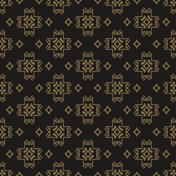 ilustrações de stock, clip art, desenhos animados e ícones de dark background pattern with dark brown decorative elements on a black background, wallpaper. seamless pattern, texture. vector image - abstract backgrounds carpet close up