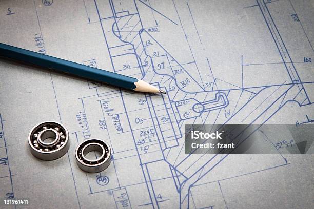 Bosquejo Detalle Mecánico Foto de stock y más banco de imágenes de Cianotipo - Plano - Cianotipo - Plano, Conspiración, Croquis