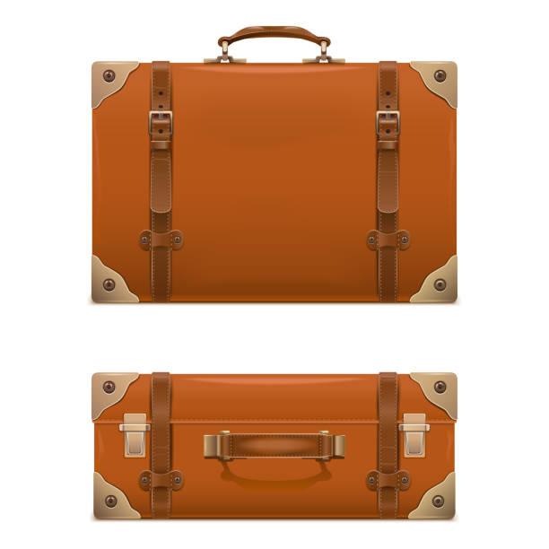 ilustraciones, imágenes clip art, dibujos animados e iconos de stock de iconos de equipaje retro vectorial - suitcase