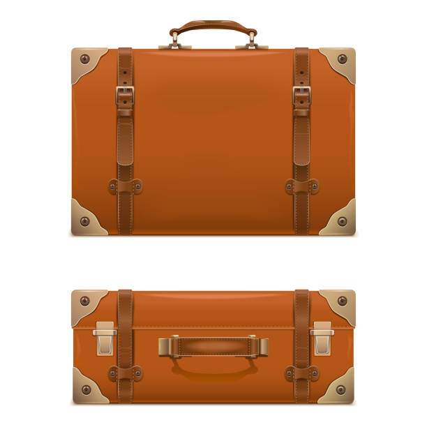 Vector Retro Baggage Icons Vector Retro Baggage Icons isolated on white background leather clasp stock illustrations