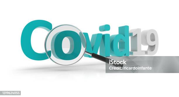 3d Covid 19 Magnifying Glass Stock Photo - Download Image Now - COVID-19, Colombia, Color Image