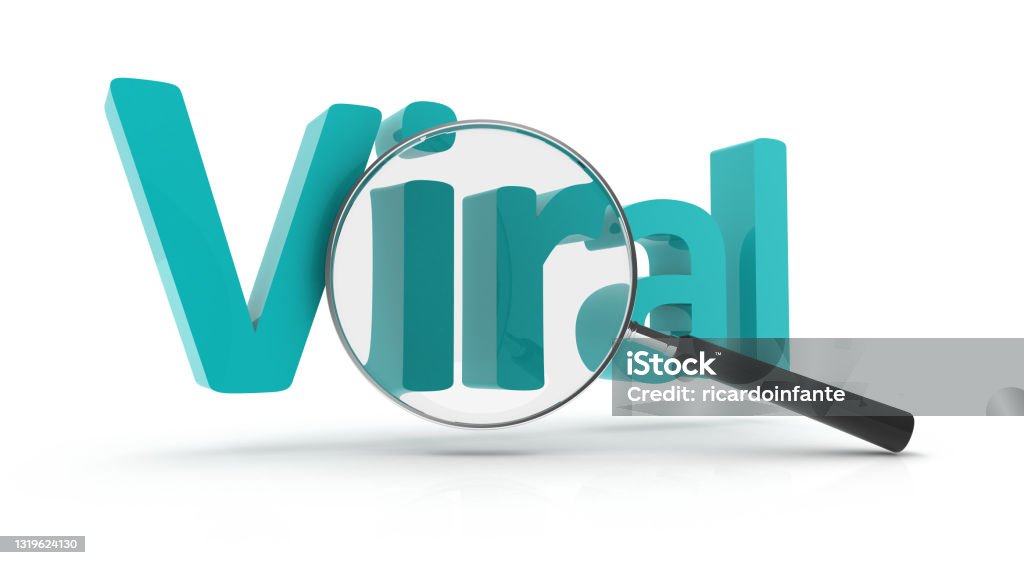 3D Viral - Magnifying Glass Computer image on white background – Search concept, Viral Word Colombia Stock Photo