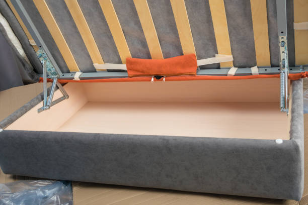 istock linen drawer of a new small sofa, close-up 1319626117
