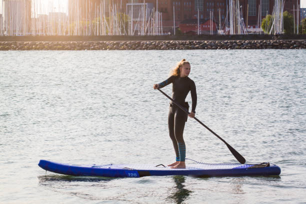 istock Female SUP paddle-boarding in ocean 1319626192