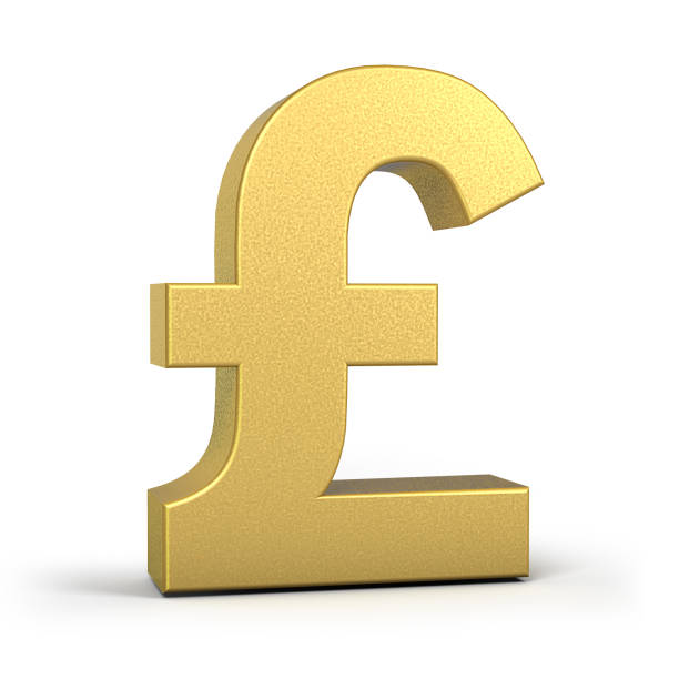 istock Golden pound Currency Icon Isolated, 3D gold pound symbol with white background, 3D rendering 1319630128