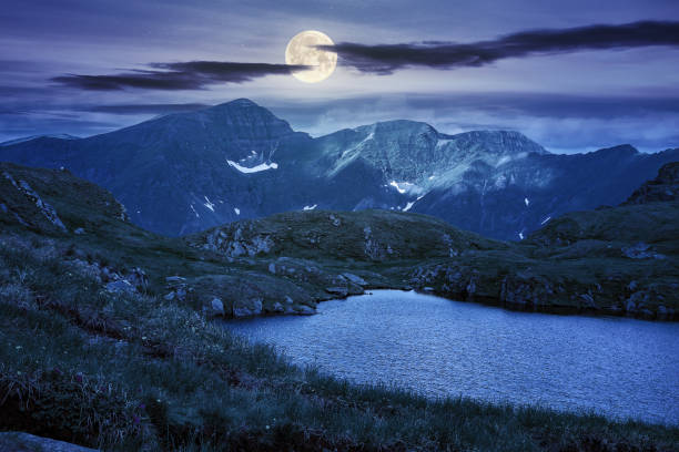istock summer scenery with lake on high altitude at night 1319630250