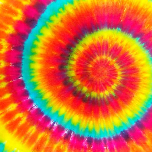 istock Tie dyed. A closed up pattern of tie-dyed texture in colorful rainbow theme (yellow, blue, pink and orange). Tie dye is a popular fashion trend for 2021. 1319633855