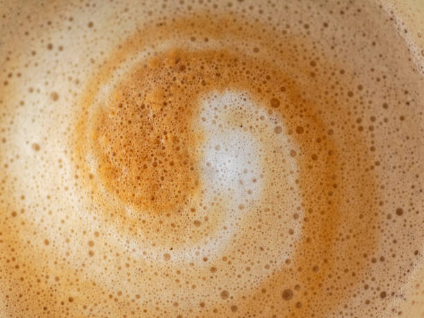 Cappuccino milk foam spiral closeup