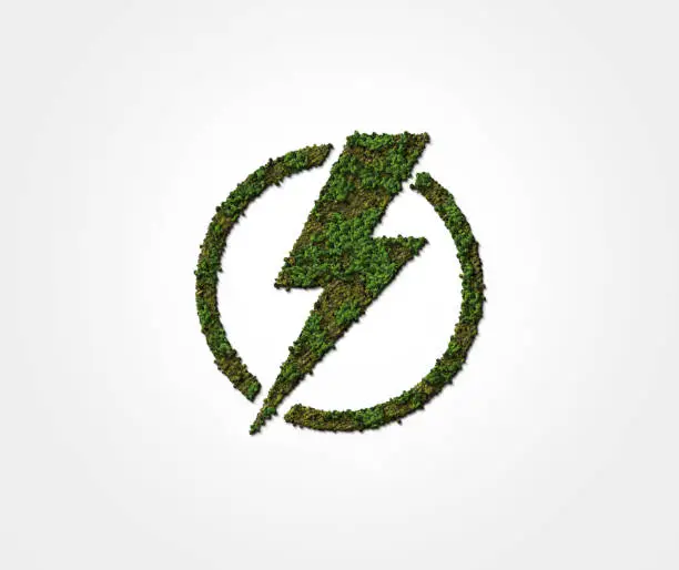 Green energy background concept. Isolated 3d render natural power on  white background. Eco energy and electric car system concept.