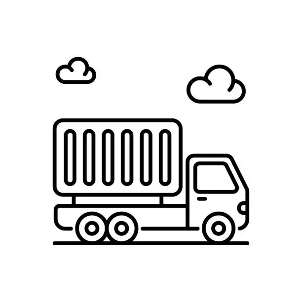 Vector illustration of delivery truck vector icon style illustration. EPS 10 File